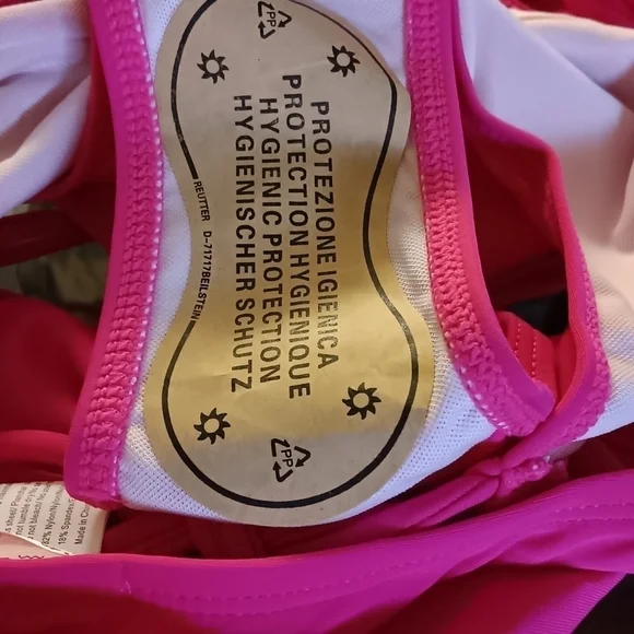 Al'mage Women's Hot Pink One Piece Swimsuit Mesh Halter Drawstring.… - Picture 4 of 5